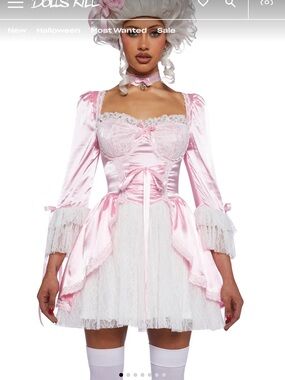 Dolls Kill Pink Satin & White Lace Mini Costume Dress